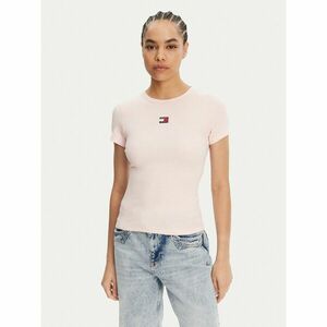 Tommy Jeans Póló Badge DW0DW17881 Rózsaszín Slim Fit kép