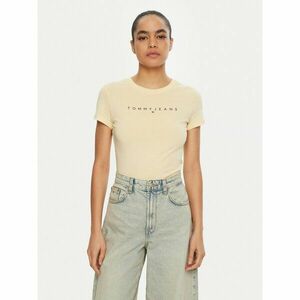 Tommy Jeans Póló Linear DW0DW18398 Sárga Slim Fit kép