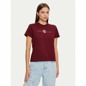 Tommy Jeans Póló Crest Linear DW0DW18795 Bordó Regular Fit kép