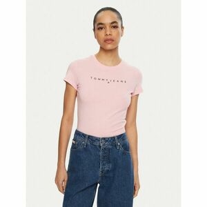 Tommy Jeans Póló Linear DW0DW18398 Rózsaszín Slim Fit kép
