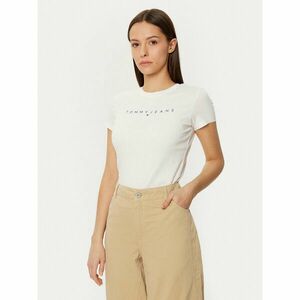 Tommy Jeans Póló Linear DW0DW18398 Fehér Slim Fit kép