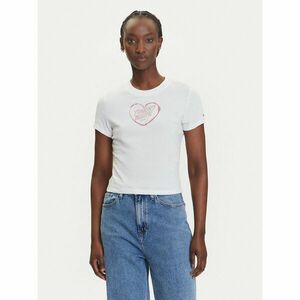 Tommy Jeans Póló Heart DW0DW21390 Fehér Slim Fit kép