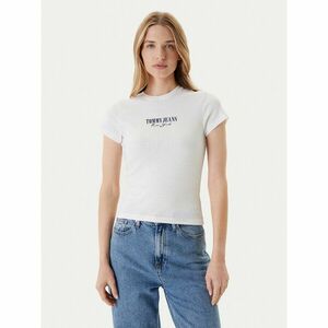 Tommy Jeans Póló Logo Pointelle DW0DW20899 Ekru Slim Fit kép