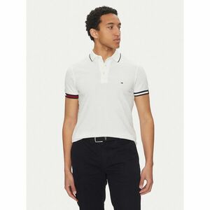 Tommy Hilfiger Pólóing Flag Cuff MW0MW38458 Fehér Slim Fit kép