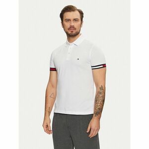 Tommy Hilfiger Pólóing Flag Cuff MW0MW37518 Fehér Slim Fit kép