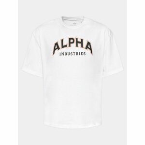 Alpha Industries Póló College 146501 Fehér Relaxed Fit kép