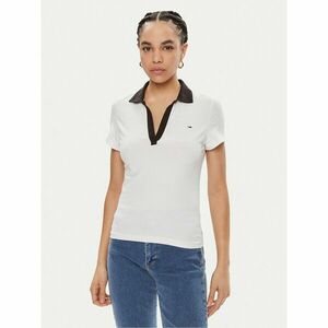 Tommy Jeans Pólóing Contrast DW0DW17225 Fehér Slim Fit kép