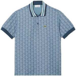 Rövid ujjú galléros pólók Lacoste Classic Fit Monogram Jacquard Polo Shirt Blue kép