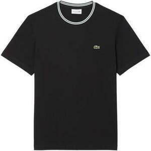 Rövid ujjú pólók Lacoste Regular Fit Ribbed Collar Cotton T-Shirt Black kép