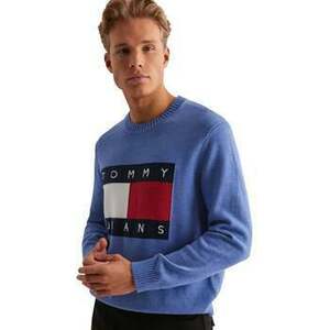 Pulóverek Tommy Jeans Knitted Flag Sweater Tempo Blue Melange kép