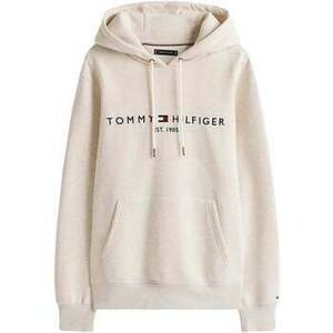 Pulóverek Tommy Hilfiger Logo Embroidery Hoodie Heathered Oatmilk kép
