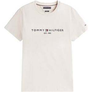 Rövid ujjú pólók Tommy Hilfiger Slim Logo Embroidery T-Shirt Heathered Oatmilk kép