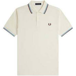 Hosszú ujjú pólók Fred Perry Twin Tipped Polo Shirt Ecru/Court Blue/Oxblood kép