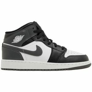 Magas szárú edzőcipők Nike Jordan 1 Mid Black White Iron Grey (GS) kép