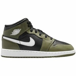 Magas szárú edzőcipők Nike 1 Mid Black White Olive (GS) kép