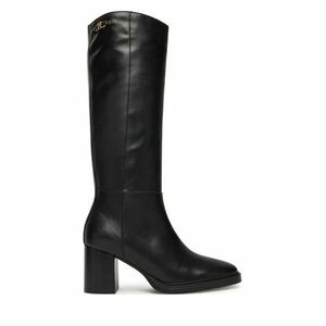 Csizma Tommy Hilfiger Stacked Heel Leather Long Boot FW0FW08865 Fekete kép
