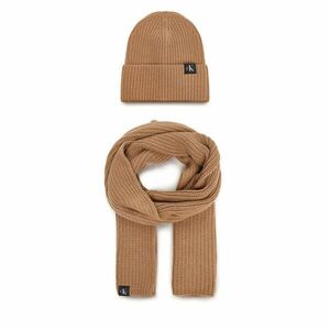 Sál és sapka szett Calvin Klein Jeans Monogram Rib Scarf Beanie Set IU0IU00638 Barna kép