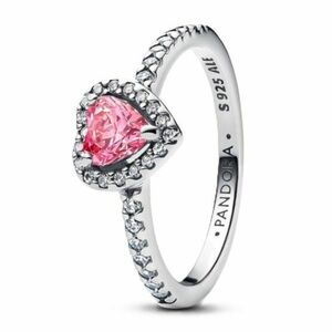 Pandora Pandora Romantikus ezüst gyűrű rózsaszín szívvel Timeless 198421C03 58 mm kép