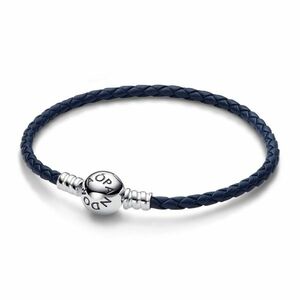 Pandora Pandora Sötétkék bőr karkötő férfiaknak Moments 592790C01 17, 5 cm kép