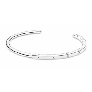 Pandora Pandora Masszív nyitott ezüst karkötő Pandora Logo 599493C00 16 cm kép