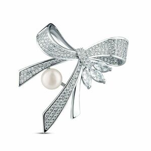 JwL Luxury Pearls JwL Luxury Pearls Luxus női bross gyönggyel és cirkónium kövekkel Masni JL0869 kép