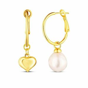 JwL Luxury Pearls JwL Luxury Pearls Romantikus aszimmetrikus fülbevaló szívvel és édesvízi gyönggyel 2 az 1-ben JL0854 kép