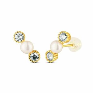 JwL Luxury Pearls JwL Luxury Pearls Elegáns aranyozott fülbevaló gyöngyökkel és cirkónium kövekkel JL0852 kép