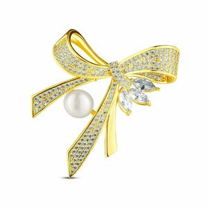 JwL Luxury Pearls JwL Luxury Pearls Luxus női bross gyönggyel és cirkónium kövekkel Masni JL0868 kép