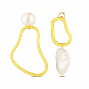 JwL Luxury Pearls JwL Luxury Pearls Aszimmetrikus aranyozott fülbevaló valódi édesvízi gyöngyökkel JL0853 kép