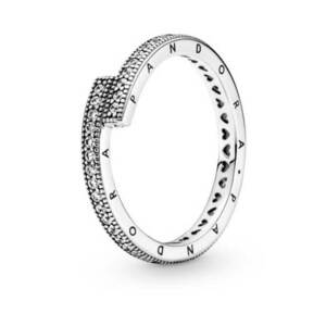 Pandora Pandora Gyengéd ezüst gyűrű Márkalogó és szívek 199491C01 50 mm kép