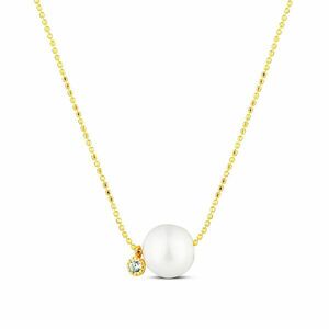 JwL Luxury Pearls JwL Luxury Pearls Gyengéd nyaklánc fehér gyönggyel és csillogó cirkónium kővel JL0860 kép