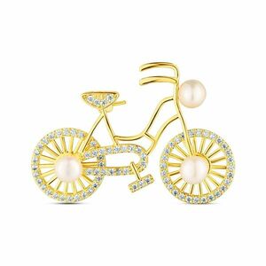 JwL Luxury Pearls JwL Luxury Pearls Játékos gyöngy bross igazgyönggyel és cirkónium kövekkel Bicikli JL0866 kép