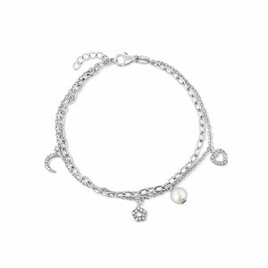 JwL Luxury Pearls JwL Luxury Pearls Dupla ezüst karkötő medálokkal és valódi gyöngyökkel JL0802 kép