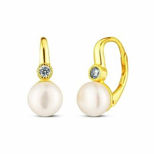 JwL Luxury Pearls JwL Luxury Pearls Bájos aranyozott fülbevaló gyöngyökkel és cirkónium kövekkel JL0851 kép