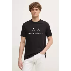 Armani Exchange t-shirt fekete, férfi, nyomott mintás kép