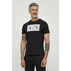 Armani Exchange pamut póló fekete, nyomott mintás, 8NZTCK Z8H4Z kép