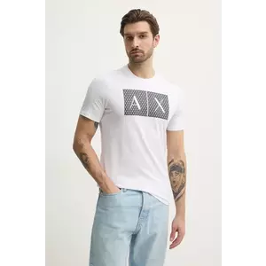 Armani Exchange pamut póló fehér, nyomott mintás, 8NZTCK Z8H4Z kép