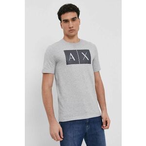 Armani Exchange pamut póló szürke, nyomott mintás, 8NZTCK Z8H4Z kép