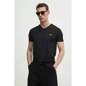 Lacoste pamut póló fekete, férfi, sima, TH6710 kép