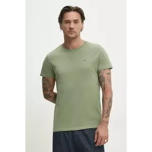 Tommy Jeans pamut póló zöld, férfi, sima, DM0DM04411 kép