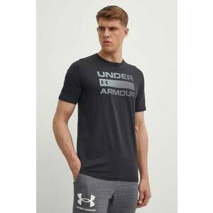 Under Armour edzős póló Team Issue Wordmark fekete, nyomott mintás, 1329582 kép