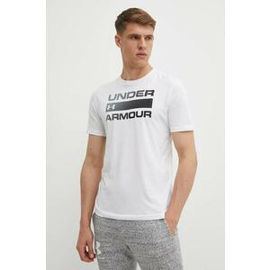 Under Armour edzős póló Team Issue Wordmark fehér, nyomott mintás, 1329582 kép
