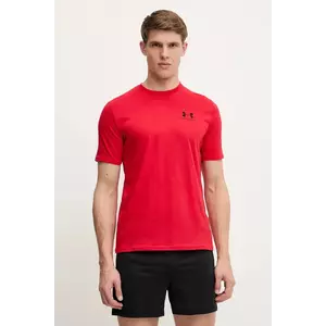 Under Armour t-shirt SPORTSTYLE LEFT CHEST piros, férfi, sima, 1326799 kép