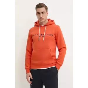 Tommy Hilfiger felső narancssárga, férfi, nyomott mintás, kapucnis kép