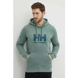 Helly Hansen pamut melegítőfelső zöld, férfi, nyomott mintás, kapucnis, 53289 kép