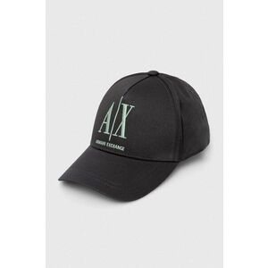 Armani Exchange pamut baseball sapka fekete, nyomott mintás kép