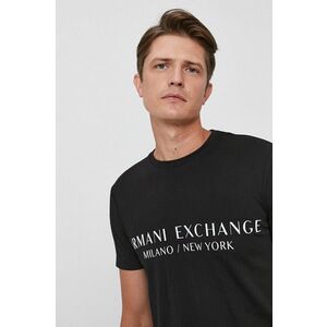 Armani Exchange t-shirt fekete, férfi, nyomott mintás kép