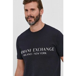Armani Exchange t-shirt sötétkék, férfi, nyomott mintás kép