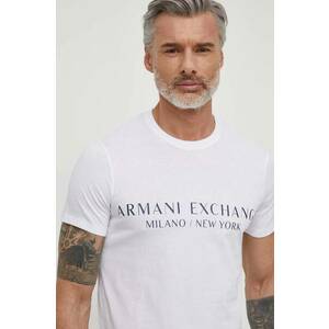 Armani Exchange t-shirt fehér, férfi, nyomott mintás kép