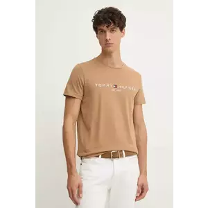 Tommy Hilfiger pamut póló bézs, férfi, nyomott mintás kép